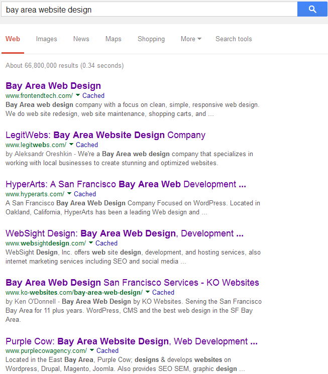 Bay Area Website Design Search