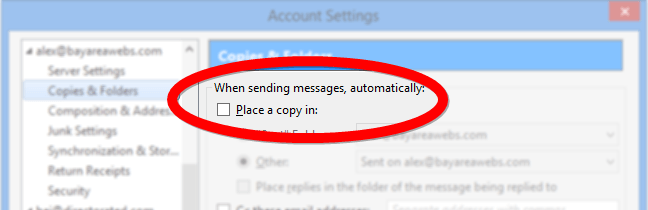Disable Sent Mail - Thunderbird