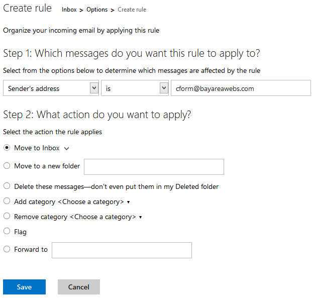 Outlook Custom Rule